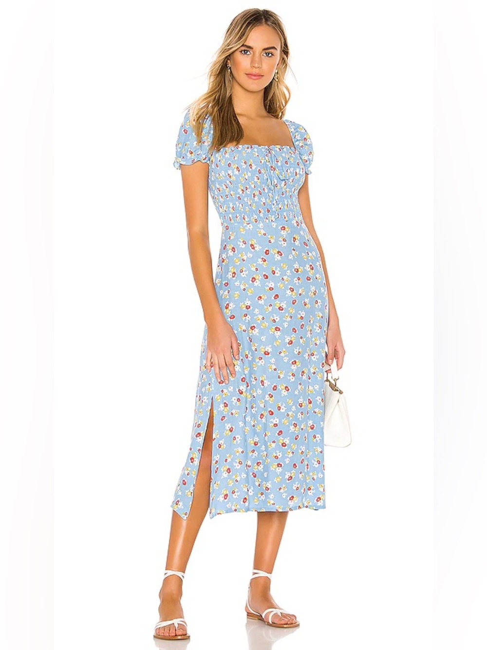 Faithful the Brand Castilo Midi Dress in Blue Jasmine Floral